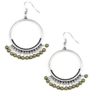 Silver and green beaded Paparazzi earrings